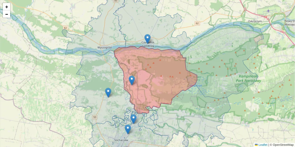 Szczegółowa mapa kodu pocztowego 05-088 z granicami, sąsiednimi kodami pocztowymi i urzędami pocztowymi