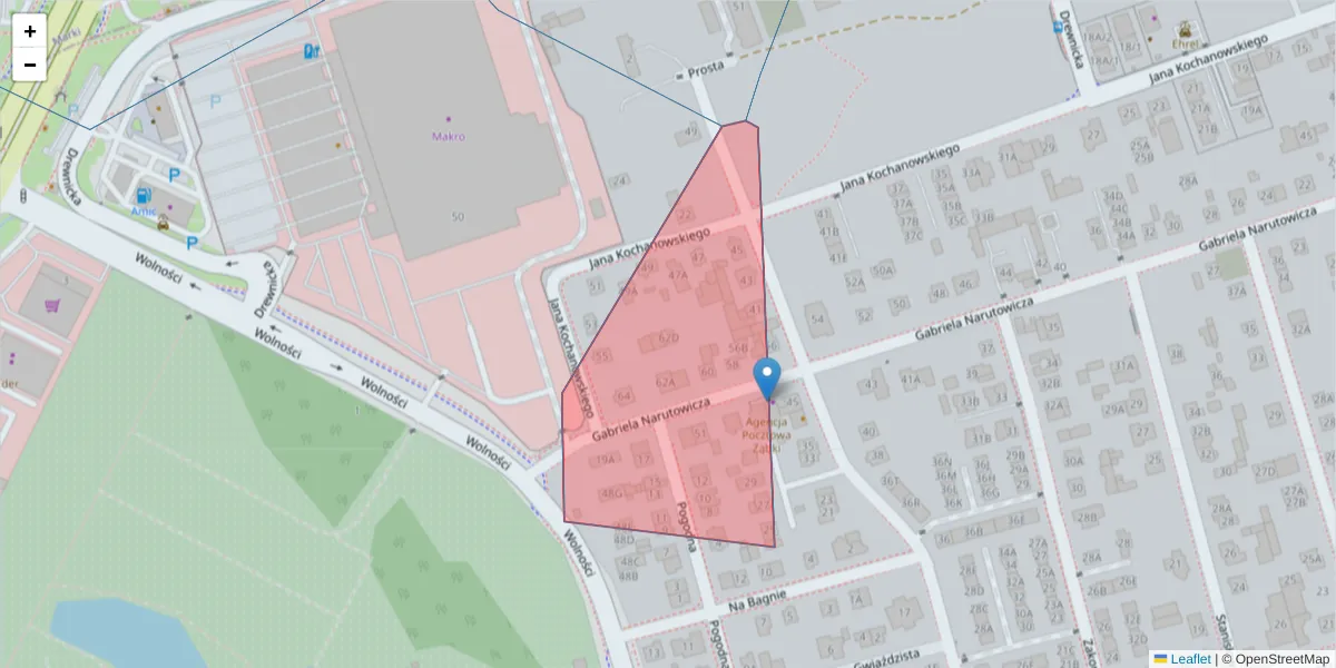 Szczegółowa mapa kodu pocztowego 05-099 z granicami, sąsiednimi kodami pocztowymi i urzędami pocztowymi