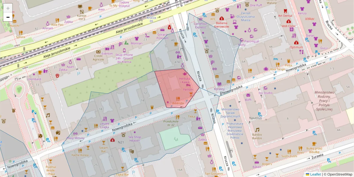 Szczegółowa mapa kodu pocztowego 05-111 z granicami, sąsiednimi kodami pocztowymi i urzędami pocztowymi
