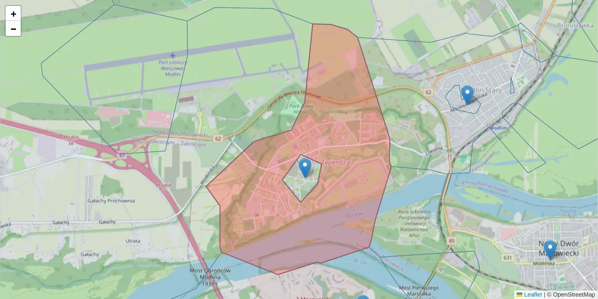 Szczegółowa mapa kodu pocztowego 05-160 z granicami, sąsiednimi kodami pocztowymi i urzędami pocztowymi