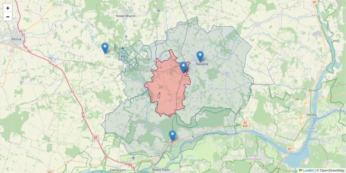 Szczegółowa mapa kodu pocztowego 05-191 z granicami, sąsiednimi kodami pocztowymi i urzędami pocztowymi