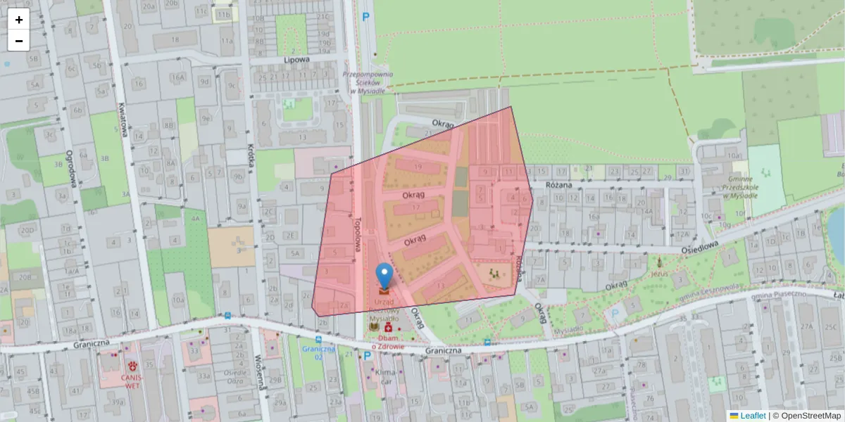 Szczegółowa mapa kodu pocztowego 05-515 z granicami, sąsiednimi kodami pocztowymi i urzędami pocztowymi