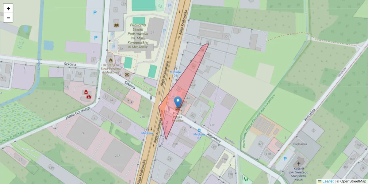 Szczegółowa mapa kodu pocztowego 05-554 z granicami, sąsiednimi kodami pocztowymi i urzędami pocztowymi