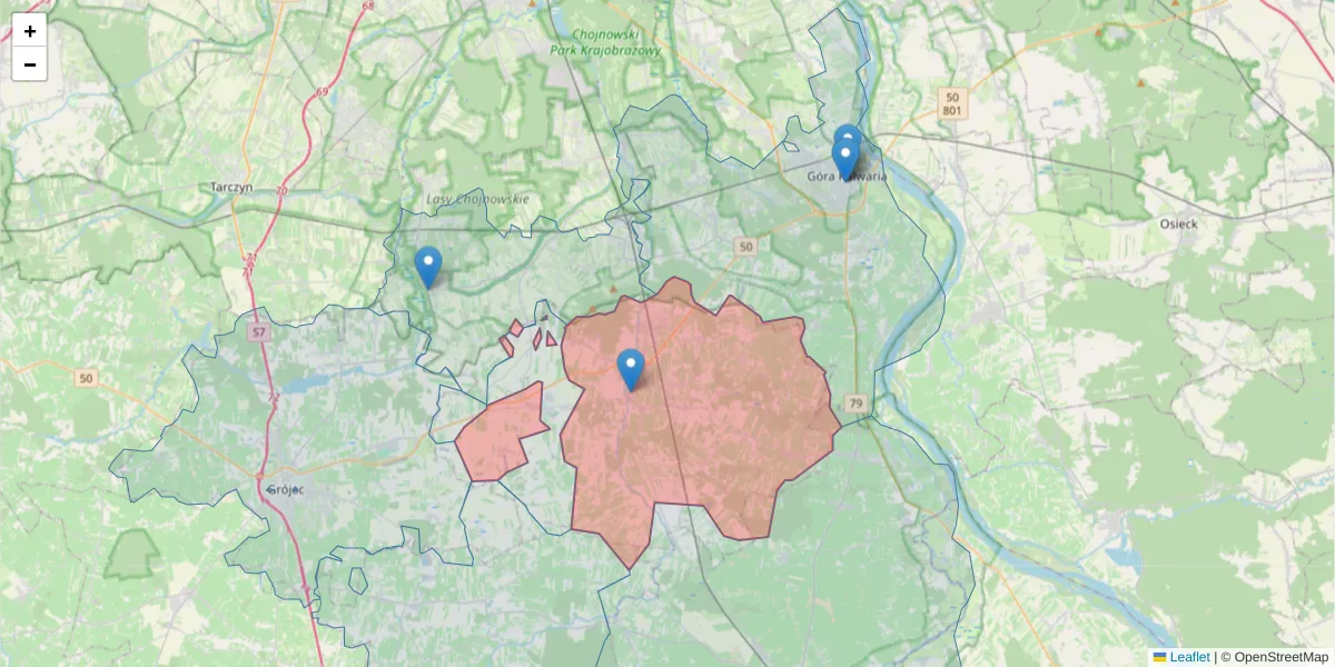 Szczegółowa mapa kodu pocztowego 05-650 z granicami, sąsiednimi kodami pocztowymi i urzędami pocztowymi