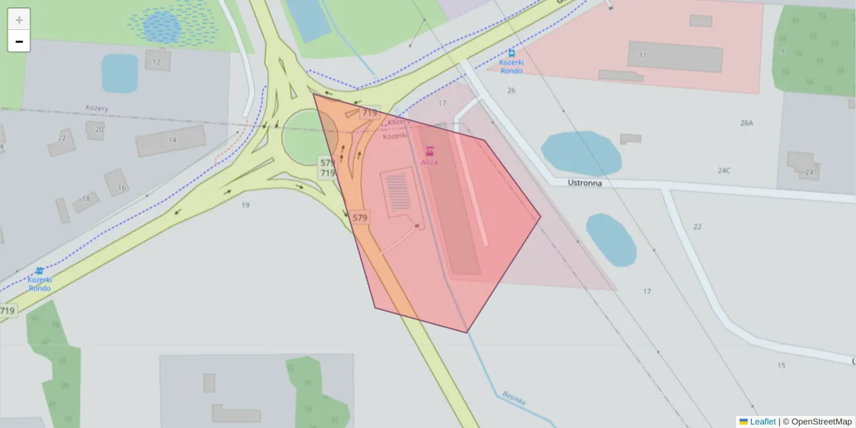 Szczegółowa mapa kodu pocztowego 05-843 z granicami, sąsiednimi kodami pocztowymi i urzędami pocztowymi