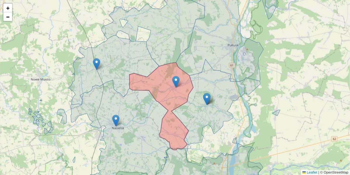 Szczegółowa mapa kodu pocztowego 06-120 z granicami, sąsiednimi kodami pocztowymi i urzędami pocztowymi