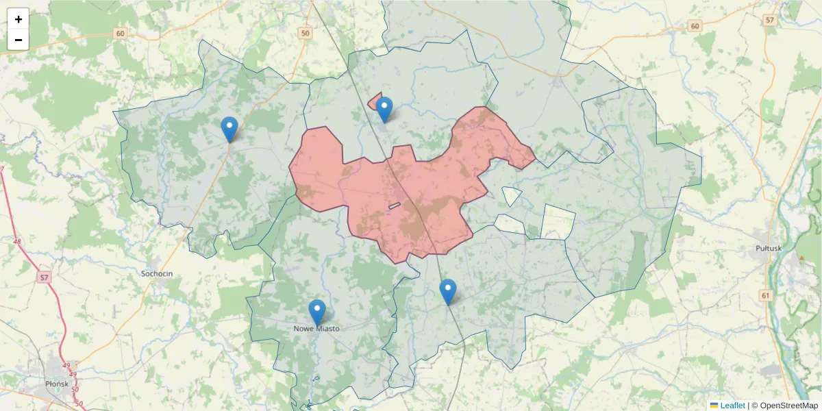 Szczegółowa mapa kodu pocztowego 06-440 z granicami, sąsiednimi kodami pocztowymi i urzędami pocztowymi