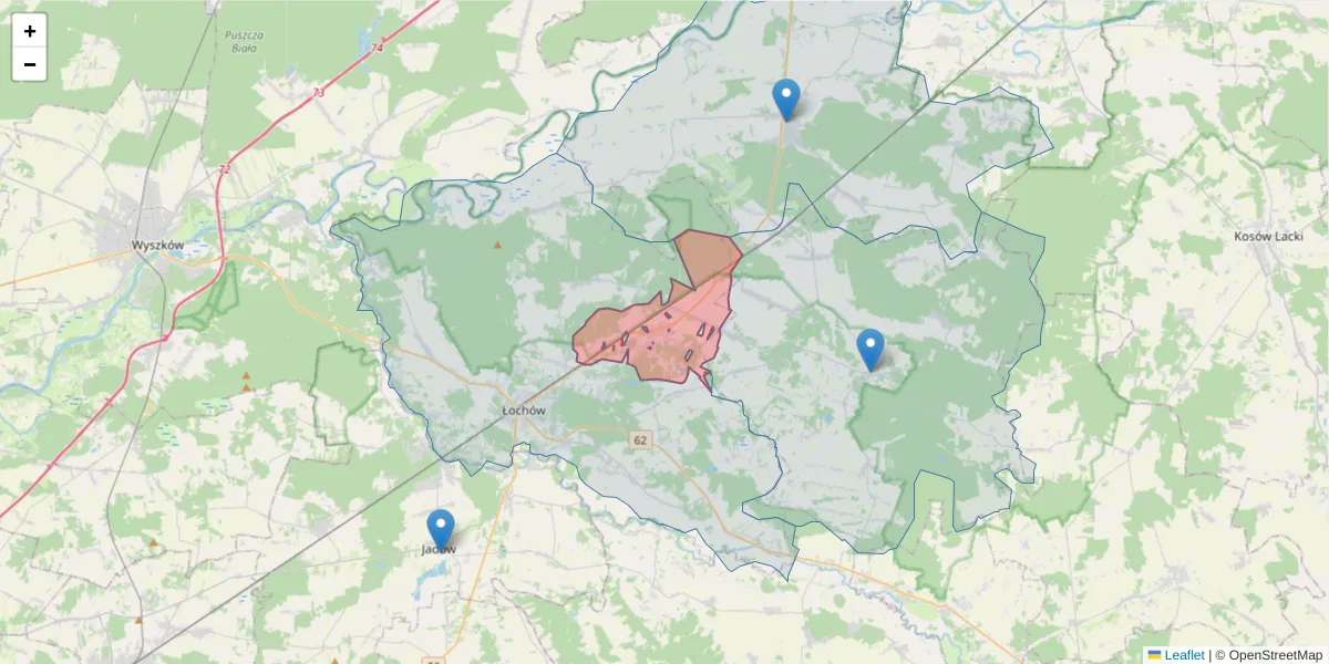 Szczegółowa mapa kodu pocztowego 07-132 z granicami, sąsiednimi kodami pocztowymi i urzędami pocztowymi