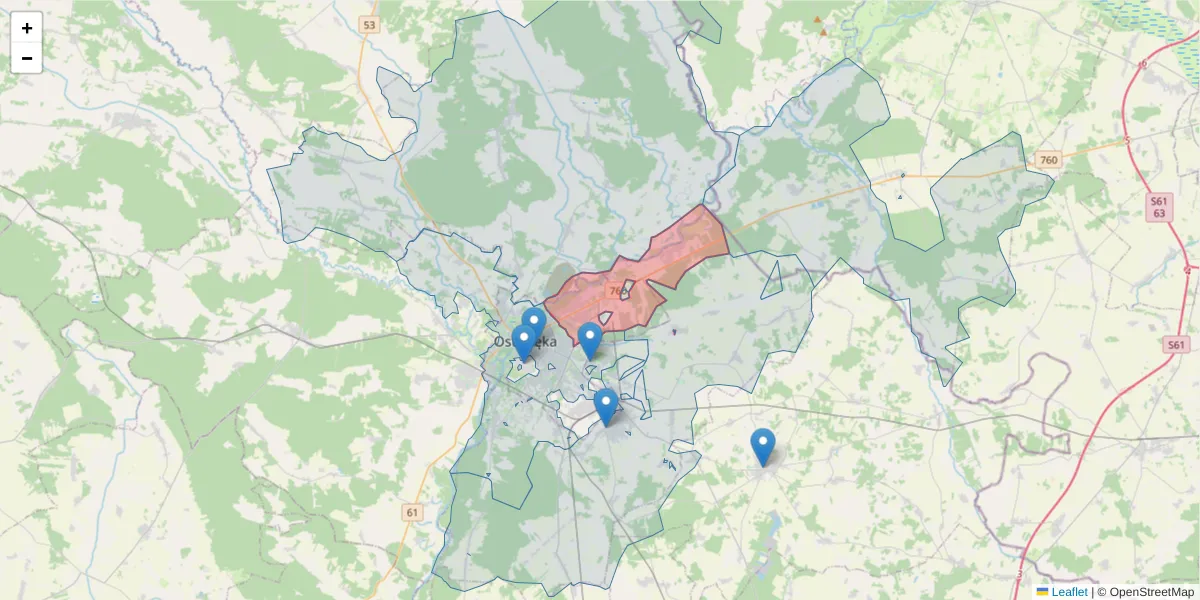 Szczegółowa mapa kodu pocztowego 07-401 z granicami, sąsiednimi kodami pocztowymi i urzędami pocztowymi