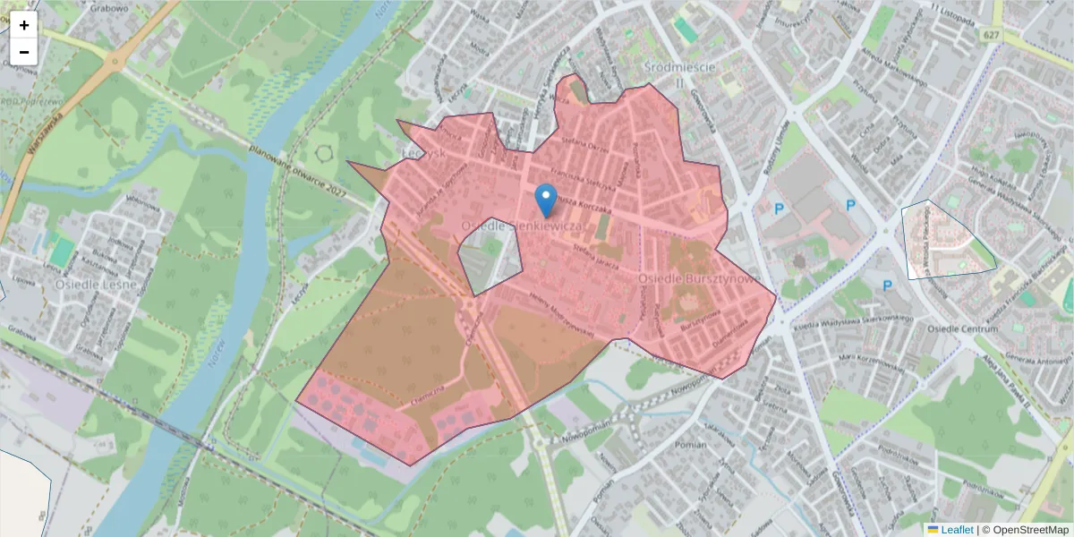 Szczegółowa mapa kodu pocztowego 07-409 z granicami, sąsiednimi kodami pocztowymi i urzędami pocztowymi
