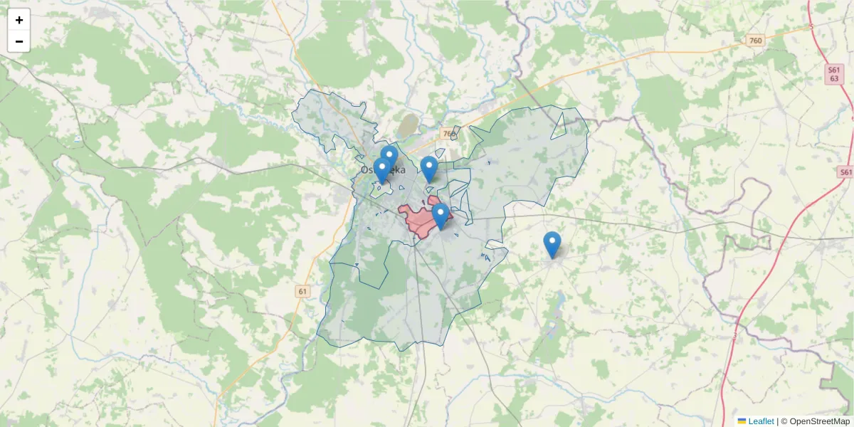 Szczegółowa mapa kodu pocztowego 07-417 z granicami, sąsiednimi kodami pocztowymi i urzędami pocztowymi