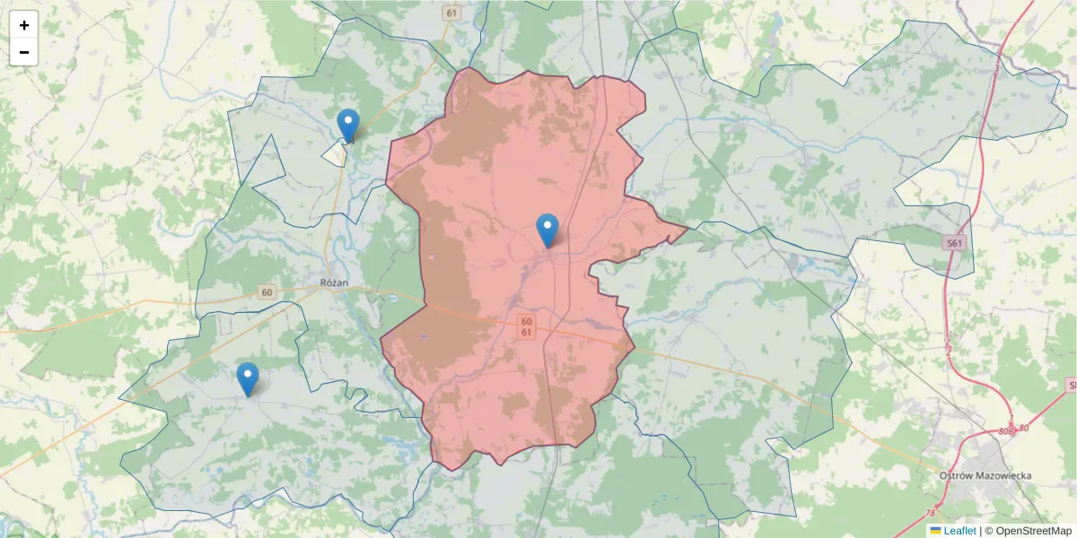 Szczegółowa mapa kodu pocztowego 07-440 z granicami, sąsiednimi kodami pocztowymi i urzędami pocztowymi