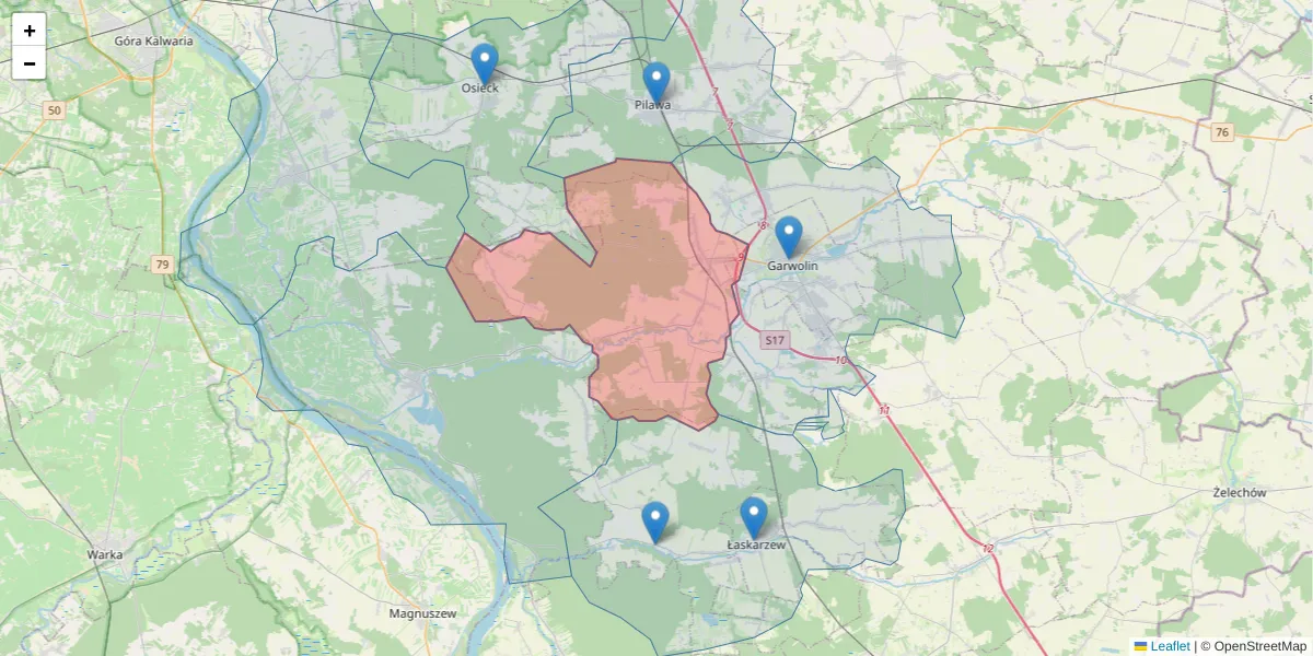 Szczegółowa mapa kodu pocztowego 08-410 z granicami, sąsiednimi kodami pocztowymi i urzędami pocztowymi