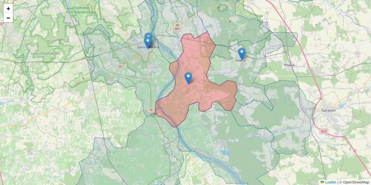 Szczegółowa mapa kodu pocztowego 08-443 z granicami, sąsiednimi kodami pocztowymi i urzędami pocztowymi