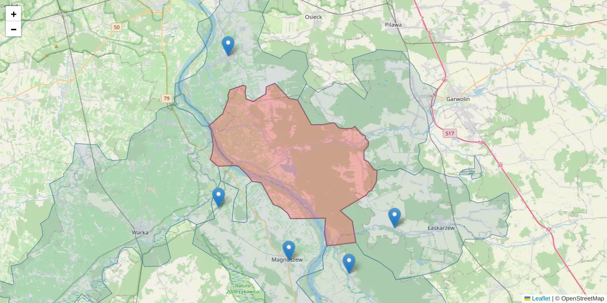 Szczegółowa mapa kodu pocztowego 08-470 z granicami, sąsiednimi kodami pocztowymi i urzędami pocztowymi