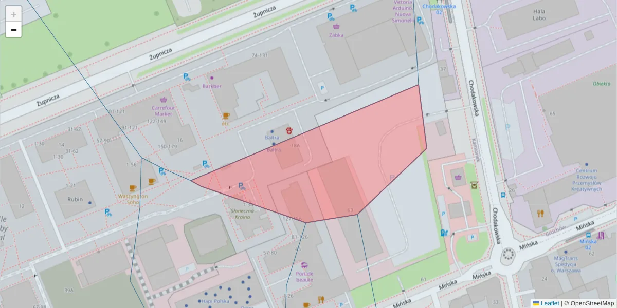 Szczegółowa mapa kodu pocztowego 08-821 z granicami, sąsiednimi kodami pocztowymi i urzędami pocztowymi