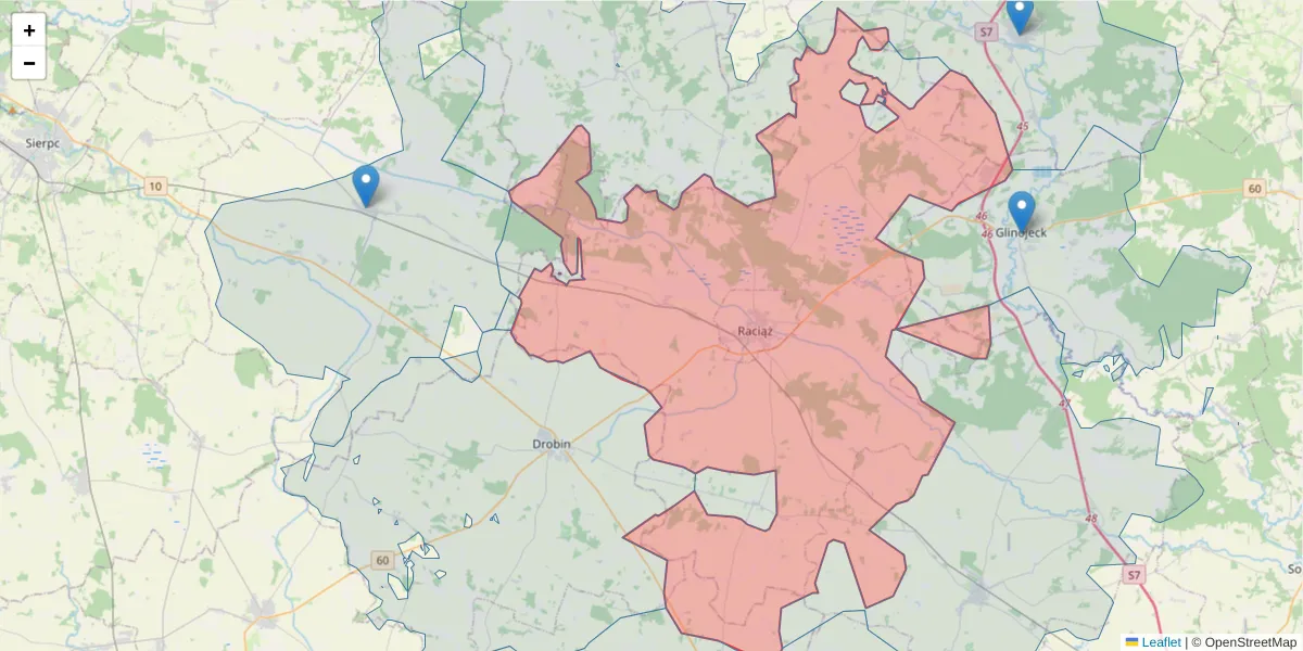 Szczegółowa mapa kodu pocztowego 09-140 z granicami, sąsiednimi kodami pocztowymi i urzędami pocztowymi