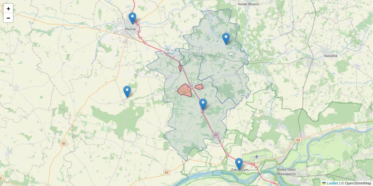 Szczegółowa mapa kodu pocztowego 09-141 z granicami, sąsiednimi kodami pocztowymi i urzędami pocztowymi