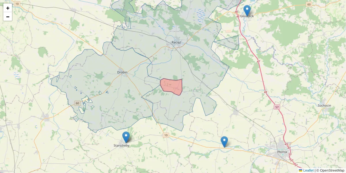 Szczegółowa mapa kodu pocztowego 09-166 z granicami, sąsiednimi kodami pocztowymi i urzędami pocztowymi