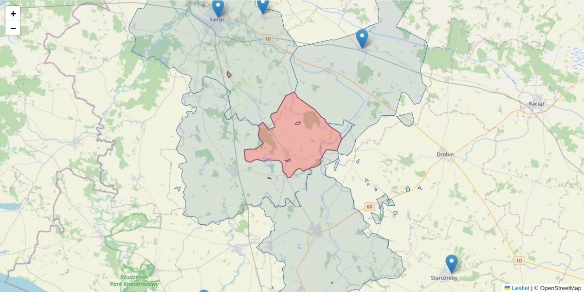 Szczegółowa mapa kodu pocztowego 09-212 z granicami, sąsiednimi kodami pocztowymi i urzędami pocztowymi