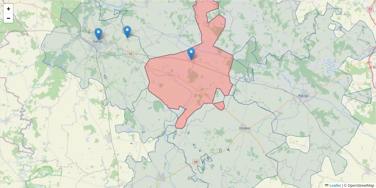 Szczegółowa mapa kodu pocztowego 09-226 z granicami, sąsiednimi kodami pocztowymi i urzędami pocztowymi