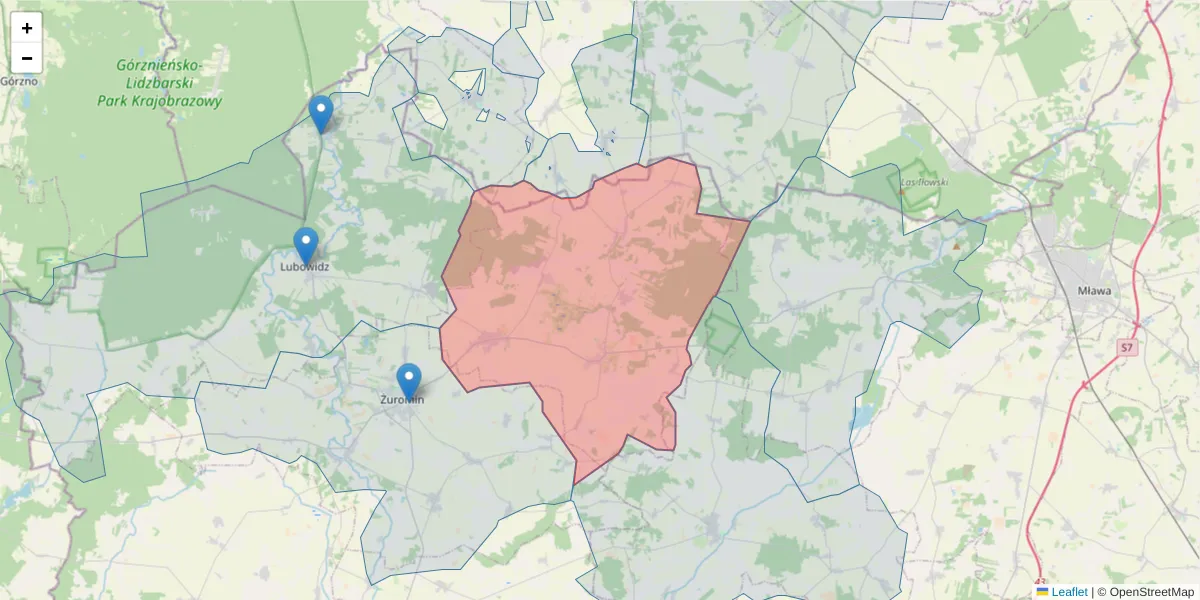 Szczegółowa mapa kodu pocztowego 09-310 z granicami, sąsiednimi kodami pocztowymi i urzędami pocztowymi