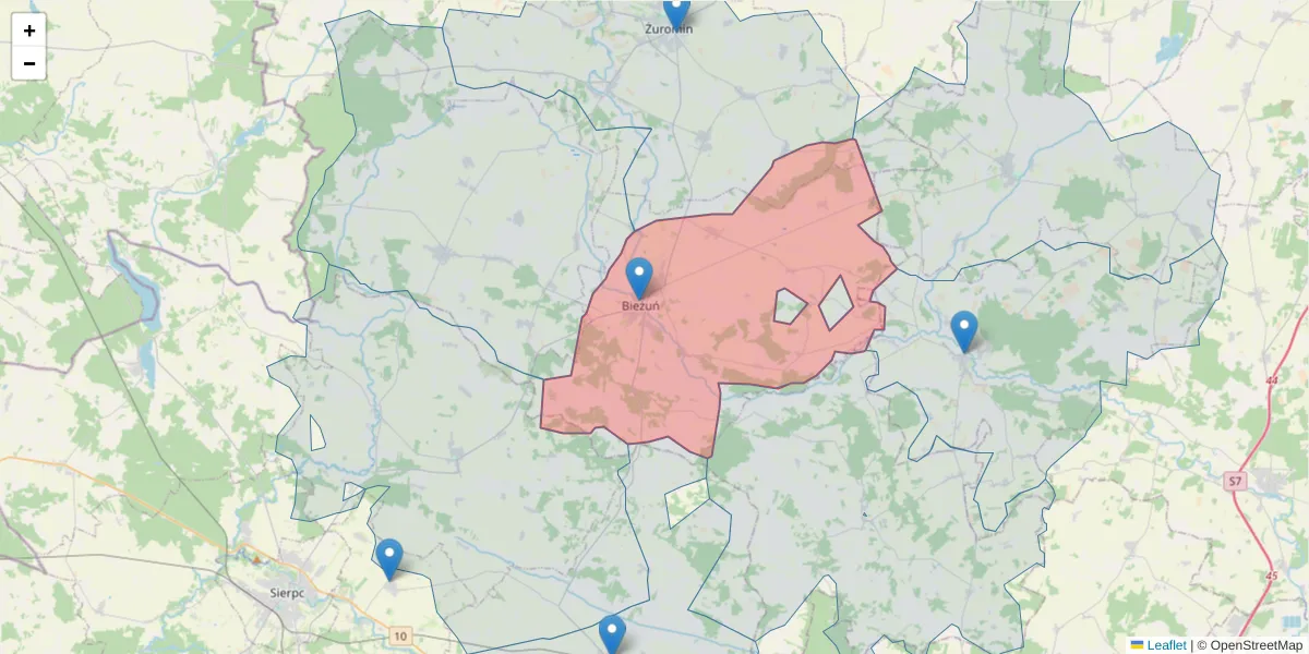 Szczegółowa mapa kodu pocztowego 09-320 z granicami, sąsiednimi kodami pocztowymi i urzędami pocztowymi