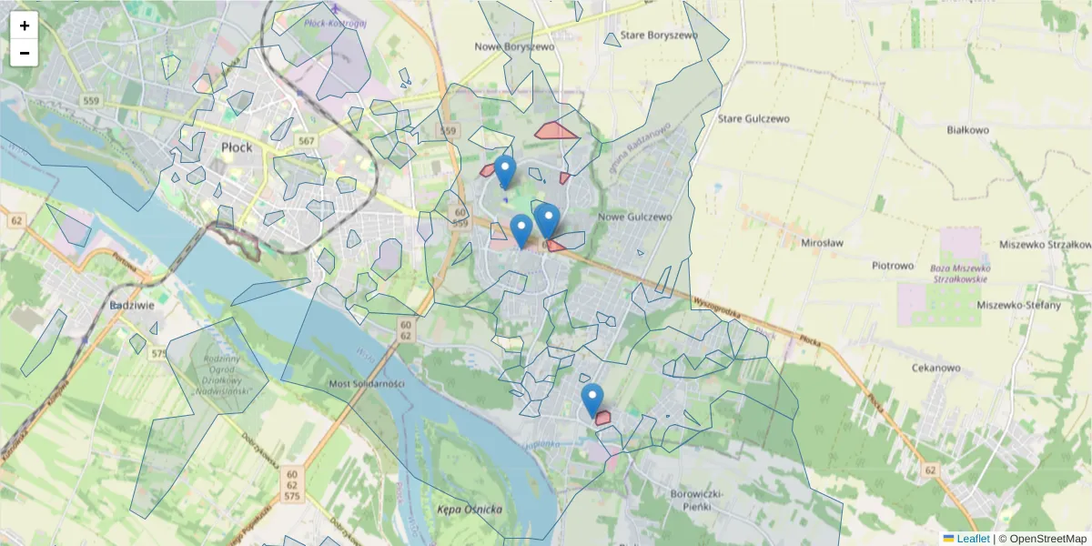 Szczegółowa mapa kodu pocztowego 09-409 z granicami, sąsiednimi kodami pocztowymi i urzędami pocztowymi