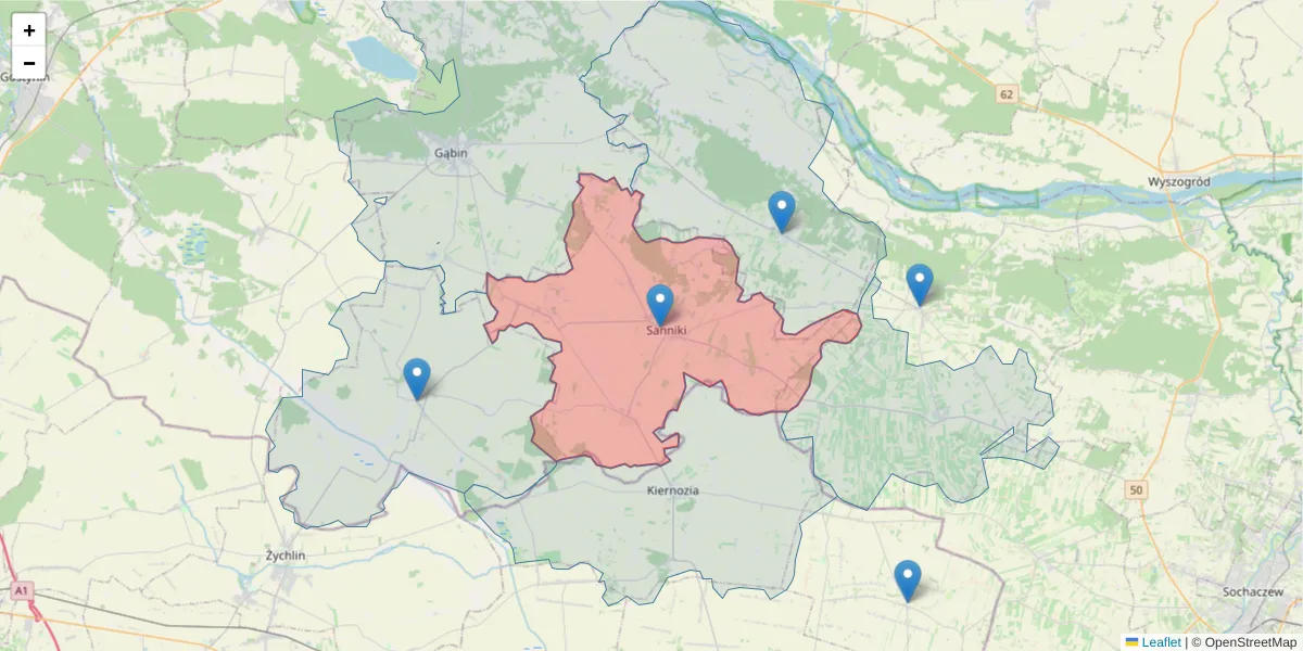 Szczegółowa mapa kodu pocztowego 09-540 z granicami, sąsiednimi kodami pocztowymi i urzędami pocztowymi