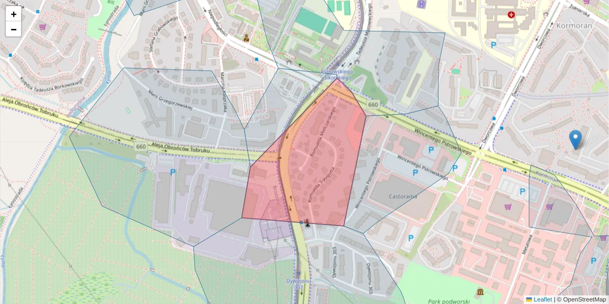 Szczegółowa mapa kodu pocztowego 10-054 z granicami, sąsiednimi kodami pocztowymi i urzędami pocztowymi
