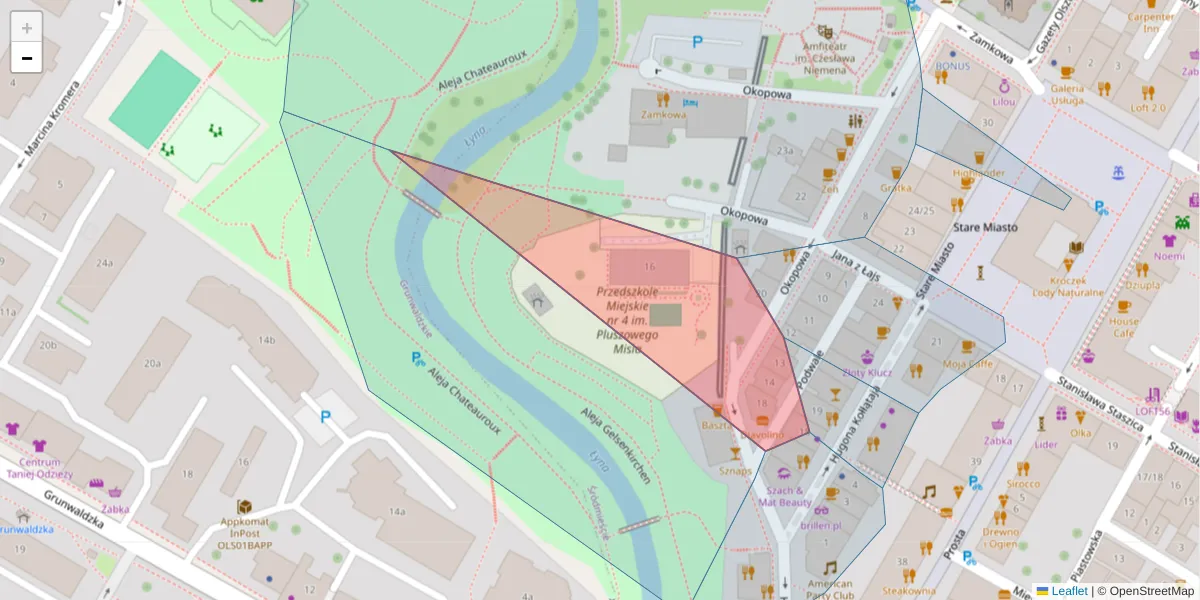 Szczegółowa mapa kodu pocztowego 10-076 z granicami, sąsiednimi kodami pocztowymi i urzędami pocztowymi