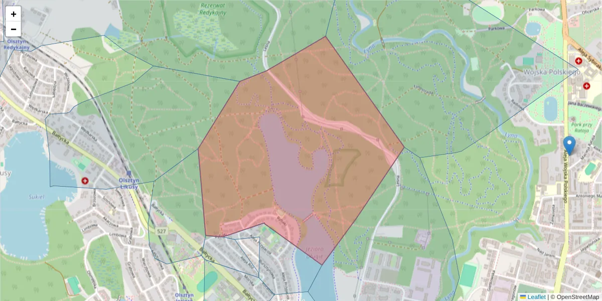Szczegółowa mapa kodu pocztowego 10-150 z granicami, sąsiednimi kodami pocztowymi i urzędami pocztowymi
