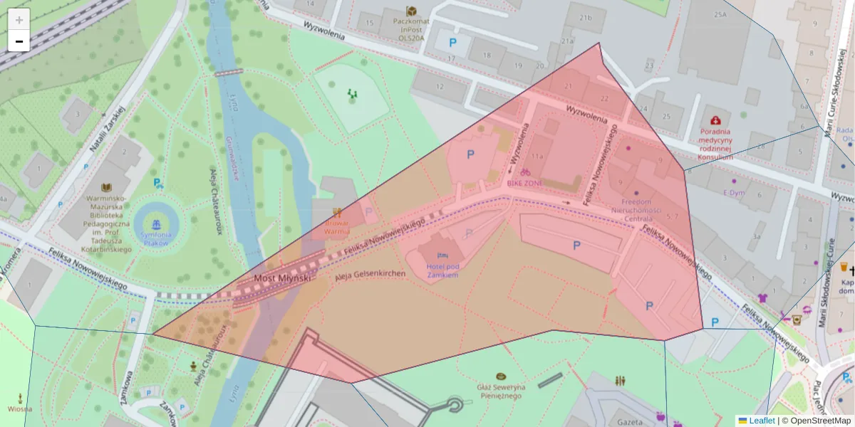 Szczegółowa mapa kodu pocztowego 10-162 z granicami, sąsiednimi kodami pocztowymi i urzędami pocztowymi