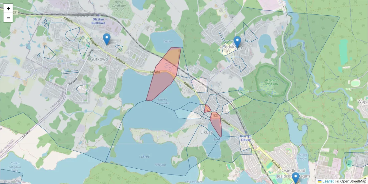 Szczegółowa mapa kodu pocztowego 10-176 z granicami, sąsiednimi kodami pocztowymi i urzędami pocztowymi