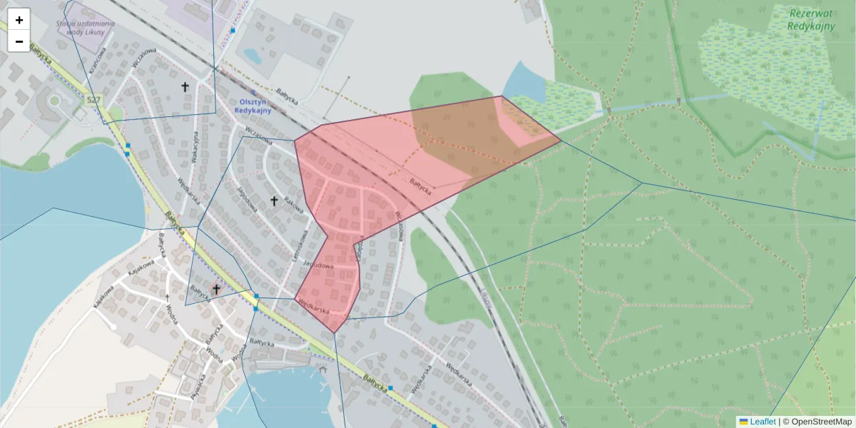 Szczegółowa mapa kodu pocztowego 10-182 z granicami, sąsiednimi kodami pocztowymi i urzędami pocztowymi