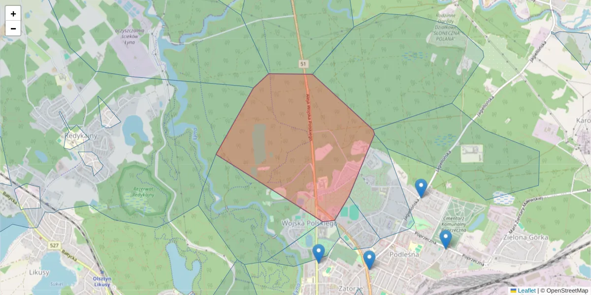 Szczegółowa mapa kodu pocztowego 10-233 z granicami, sąsiednimi kodami pocztowymi i urzędami pocztowymi