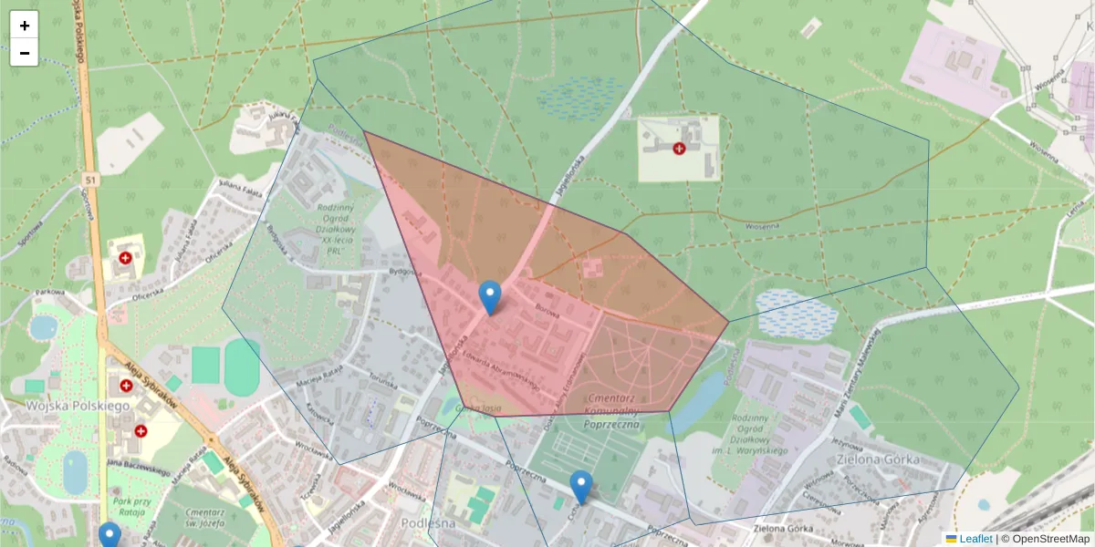 Szczegółowa mapa kodu pocztowego 10-242 z granicami, sąsiednimi kodami pocztowymi i urzędami pocztowymi