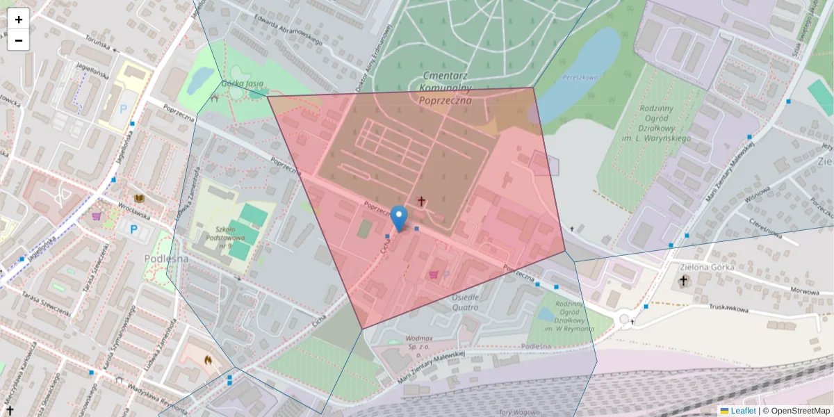 Szczegółowa mapa kodu pocztowego 10-313 z granicami, sąsiednimi kodami pocztowymi i urzędami pocztowymi
