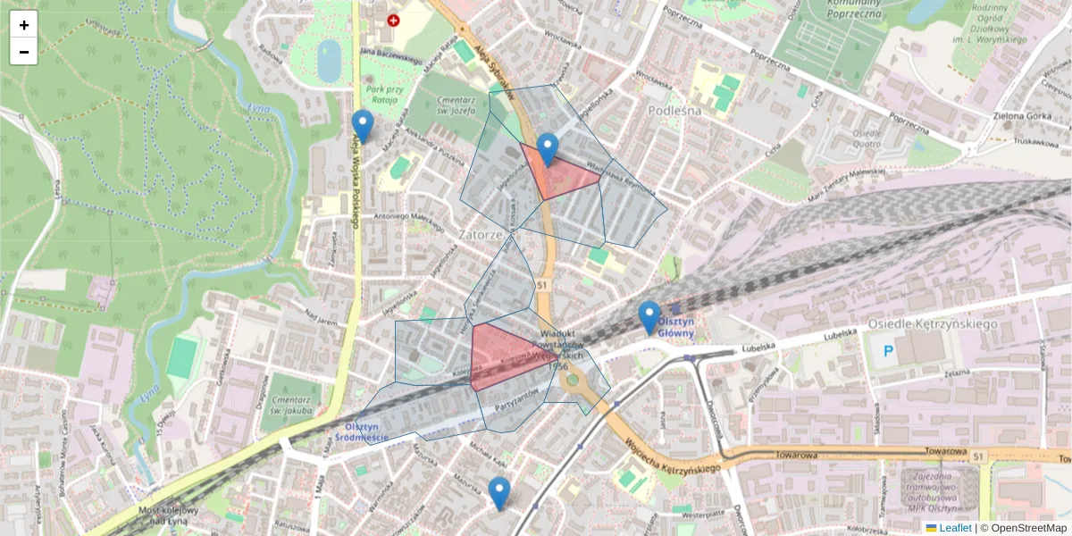 Szczegółowa mapa kodu pocztowego 10-344 z granicami, sąsiednimi kodami pocztowymi i urzędami pocztowymi