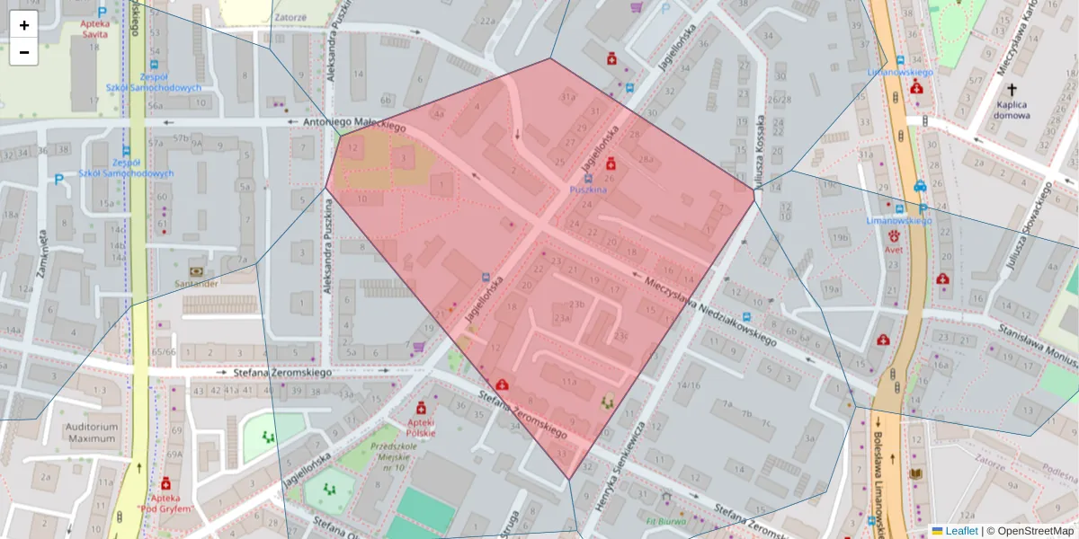 Szczegółowa mapa kodu pocztowego 10-347 z granicami, sąsiednimi kodami pocztowymi i urzędami pocztowymi