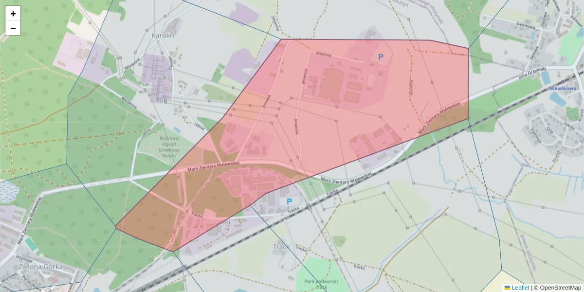 Szczegółowa mapa kodu pocztowego 10-380 z granicami, sąsiednimi kodami pocztowymi i urzędami pocztowymi