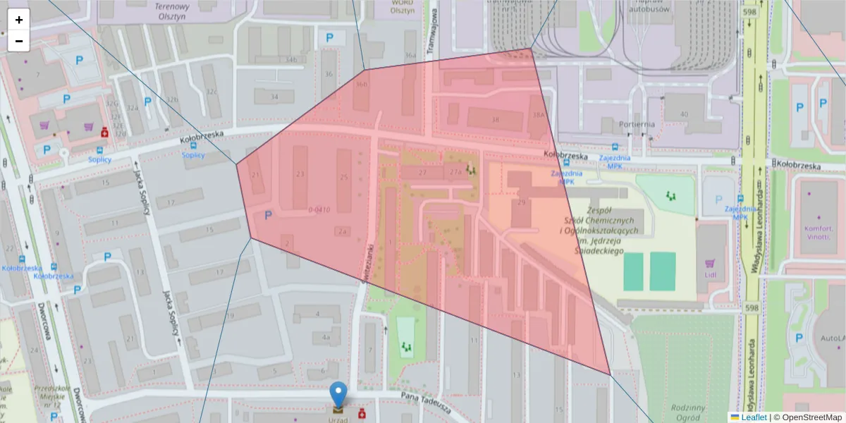 Szczegółowa mapa kodu pocztowego 10-431 z granicami, sąsiednimi kodami pocztowymi i urzędami pocztowymi