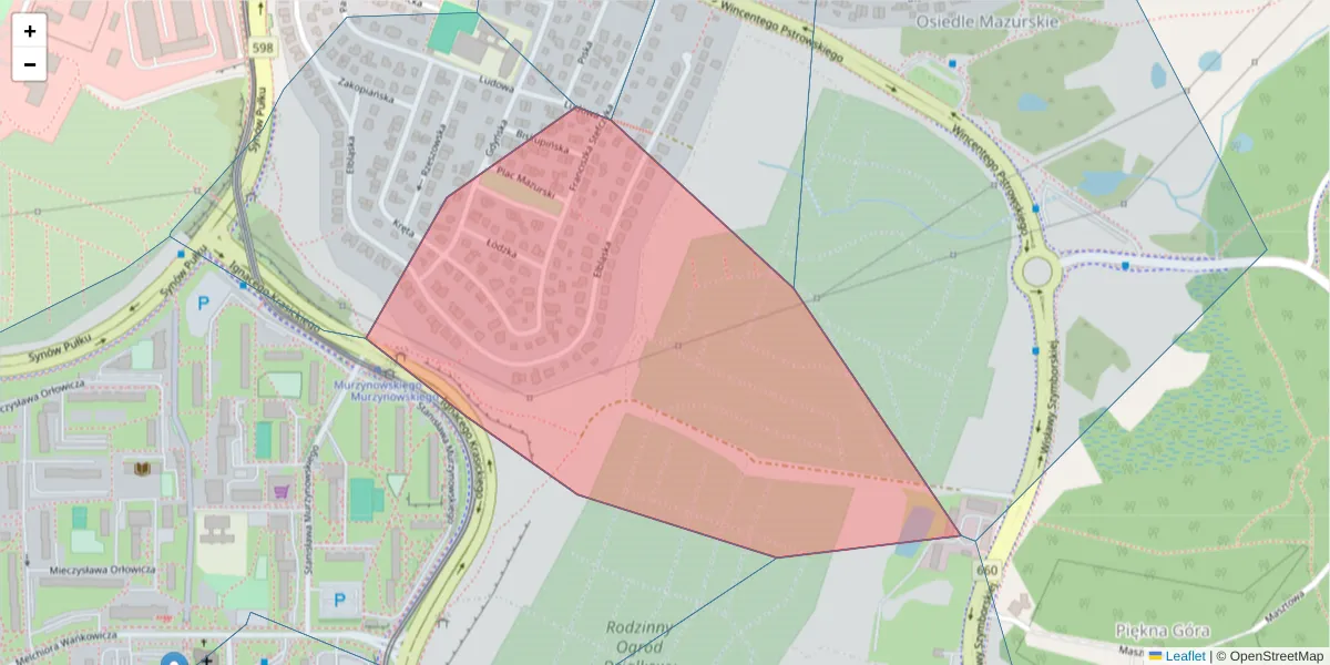 Szczegółowa mapa kodu pocztowego 10-615 z granicami, sąsiednimi kodami pocztowymi i urzędami pocztowymi