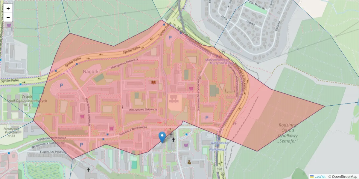 Szczegółowa mapa kodu pocztowego 10-684 z granicami, sąsiednimi kodami pocztowymi i urzędami pocztowymi