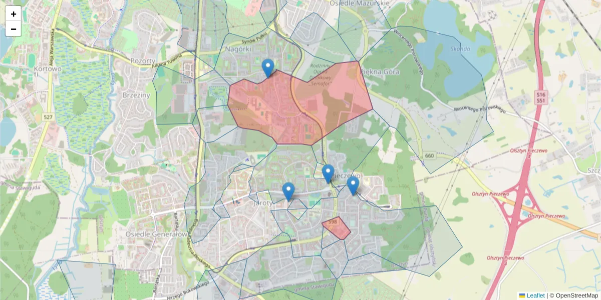 Szczegółowa mapa kodu pocztowego 10-685 z granicami, sąsiednimi kodami pocztowymi i urzędami pocztowymi