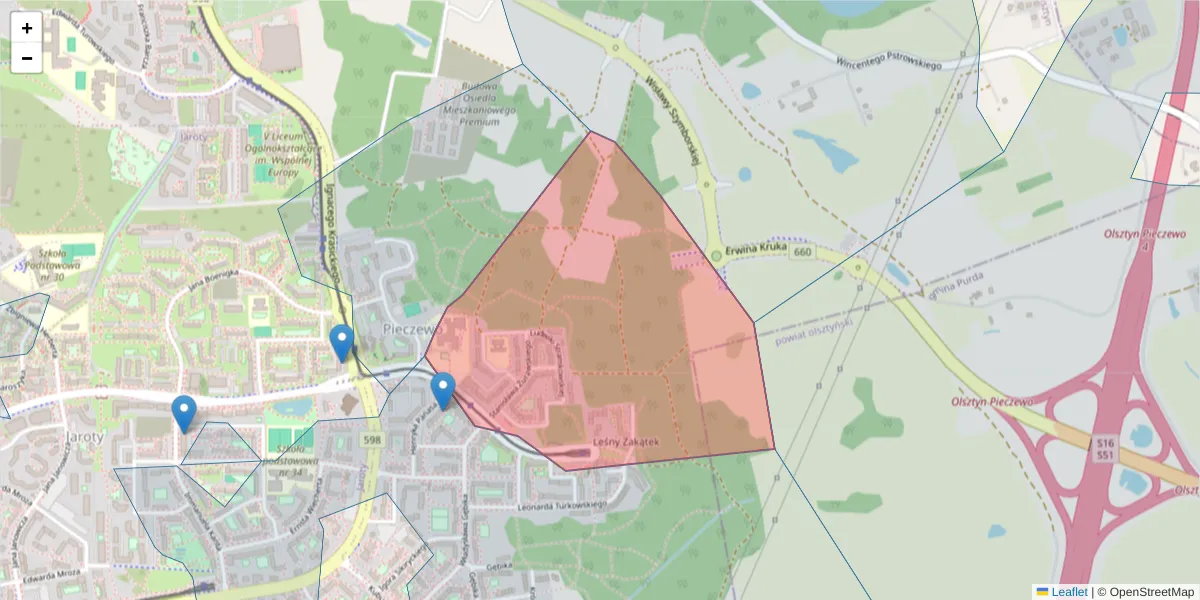 Szczegółowa mapa kodu pocztowego 10-689 z granicami, sąsiednimi kodami pocztowymi i urzędami pocztowymi