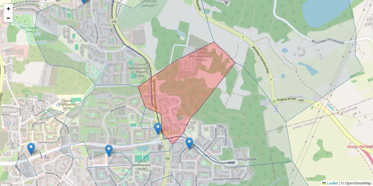 Szczegółowa mapa kodu pocztowego 10-690 z granicami, sąsiednimi kodami pocztowymi i urzędami pocztowymi