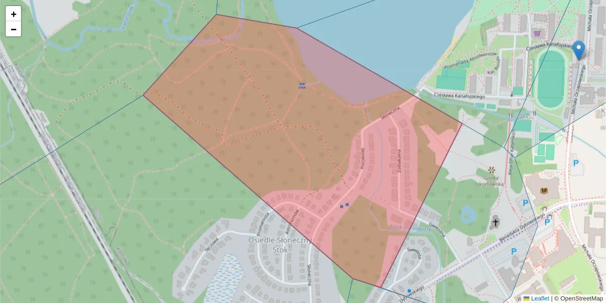 Szczegółowa mapa kodu pocztowego 10-718 z granicami, sąsiednimi kodami pocztowymi i urzędami pocztowymi