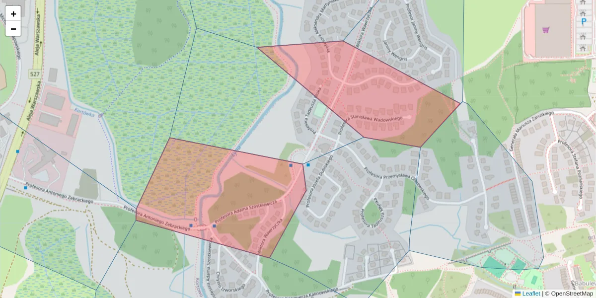 Szczegółowa mapa kodu pocztowego 10-762 z granicami, sąsiednimi kodami pocztowymi i urzędami pocztowymi