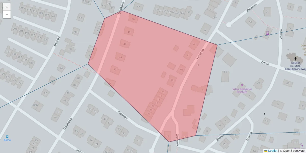 Szczegółowa mapa kodu pocztowego 10-808 z granicami, sąsiednimi kodami pocztowymi i urzędami pocztowymi